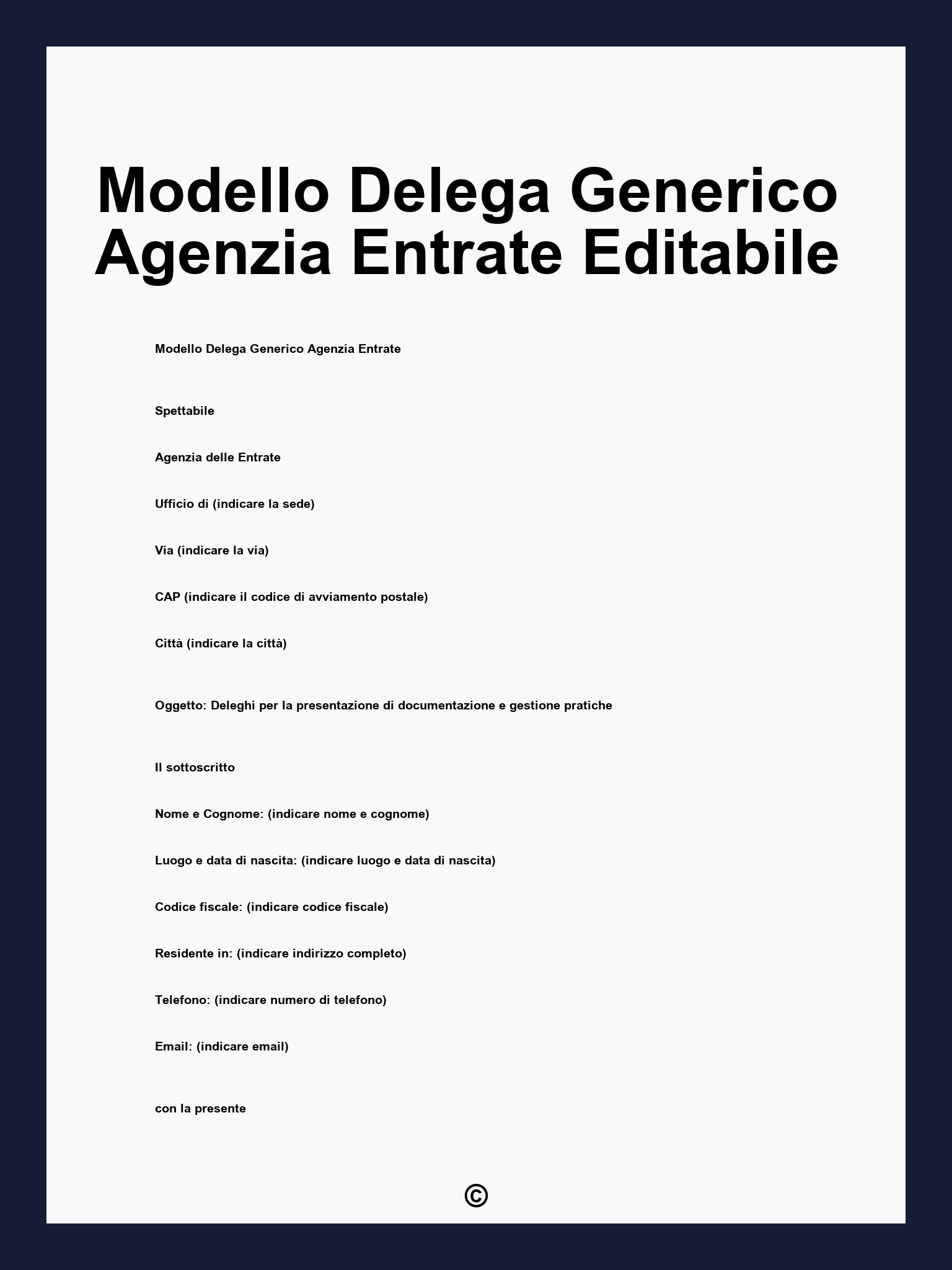 Modello Delega Generico Agenzia Entrate Editabile