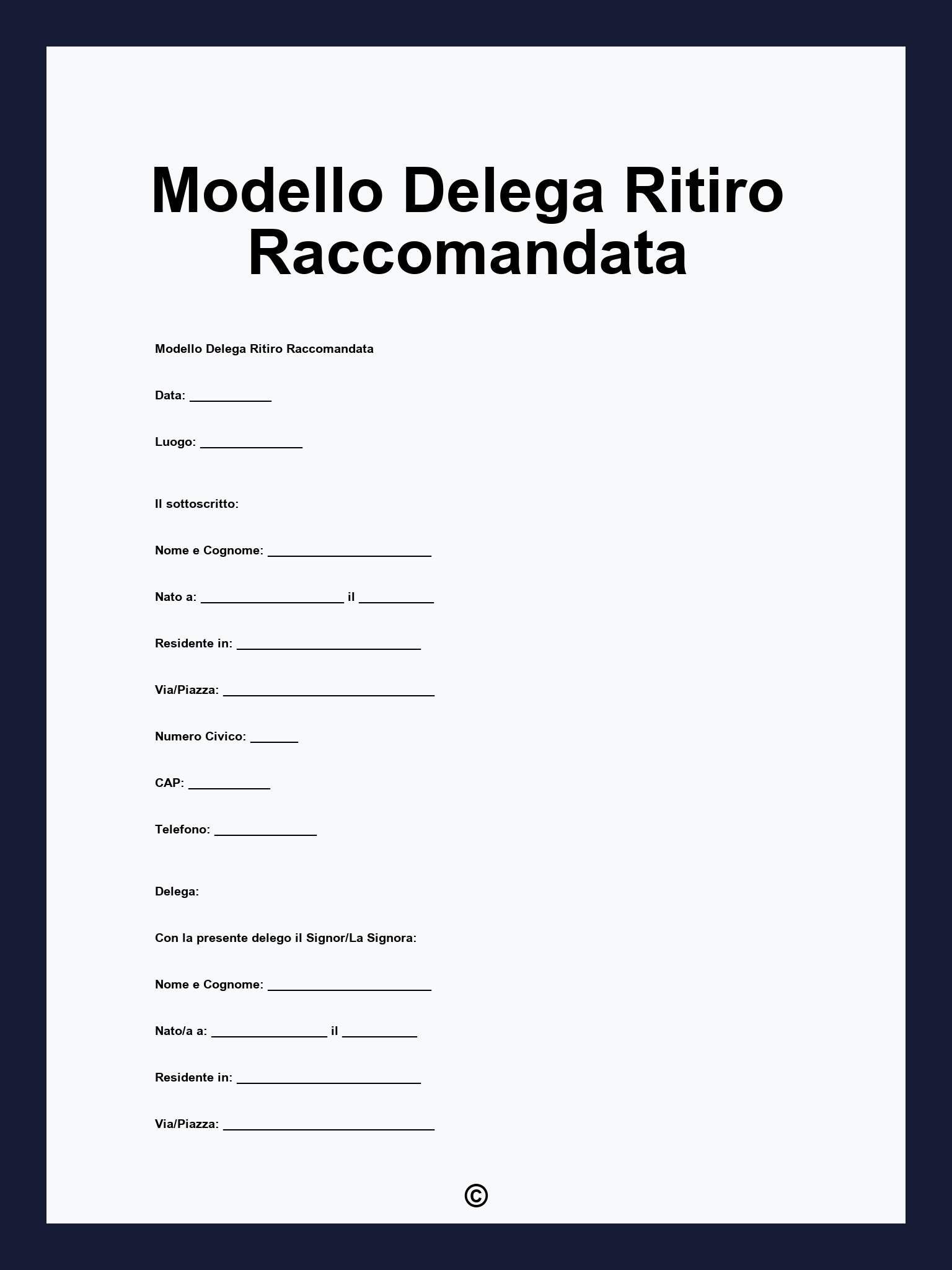 Modello Delega Ritiro Raccomandata