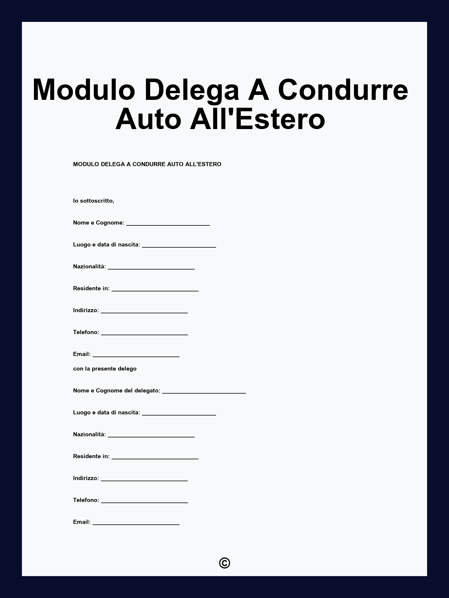 Modulo Delega A Condurre Auto All'Estero