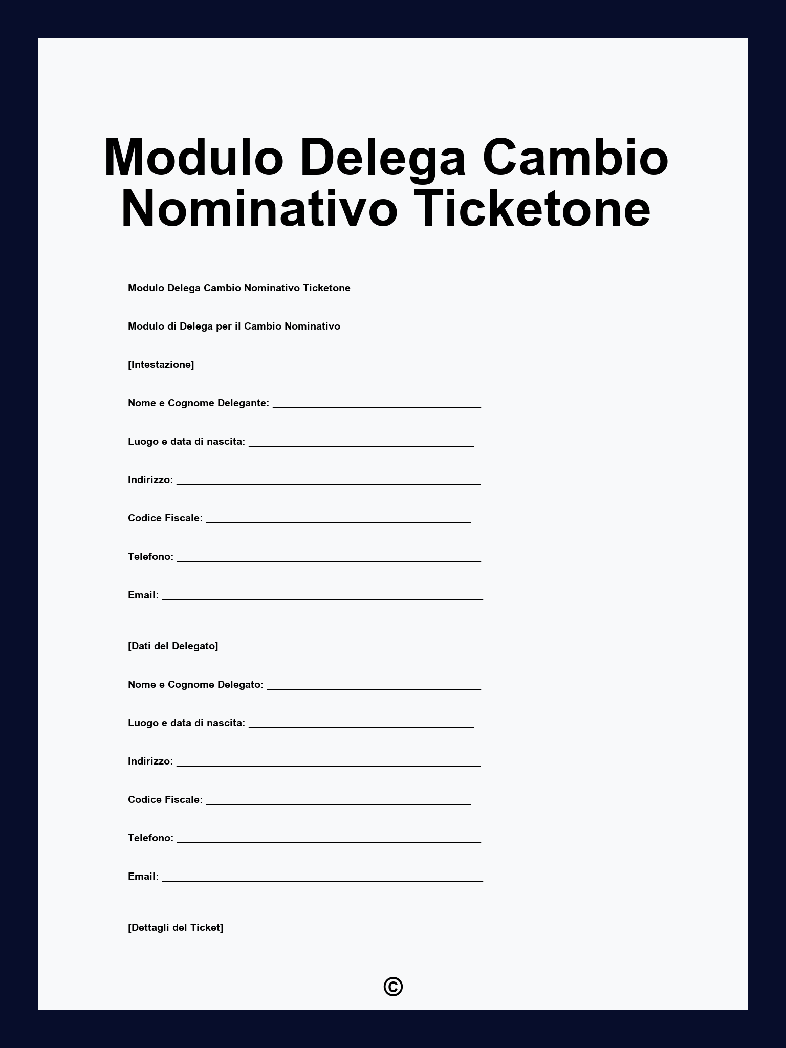 Modulo Delega Cambio Nominativo Ticketone